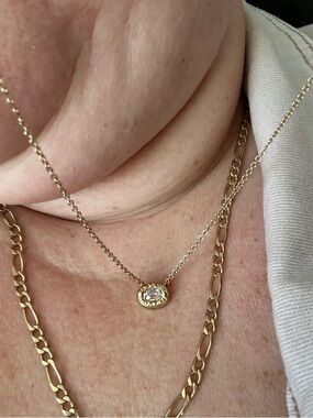 Coach Gold Pendant Necklace with Clear Stone Accent
